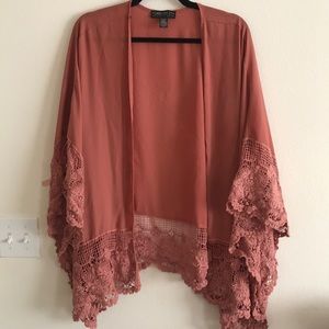 Forever 21 kimono pink lace